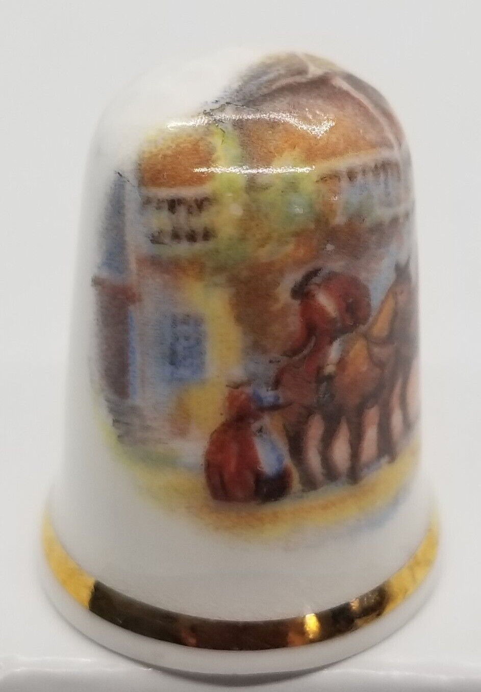 THIMBLE Theodore Paul 19th Century Era Horses Riding Fine Bone English China