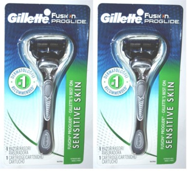 *2 Gillette FUSION Proglide Silvertouch Razor handle Shaver US Cartridges Refill