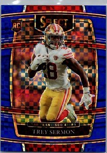 2021 Panini Select #68 Trey Sermon Blue Prizm Checker /199