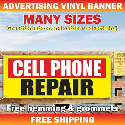 CELL PHONE REPAIR Advertising Banner Vinyl Mesh Sign screen battery repair