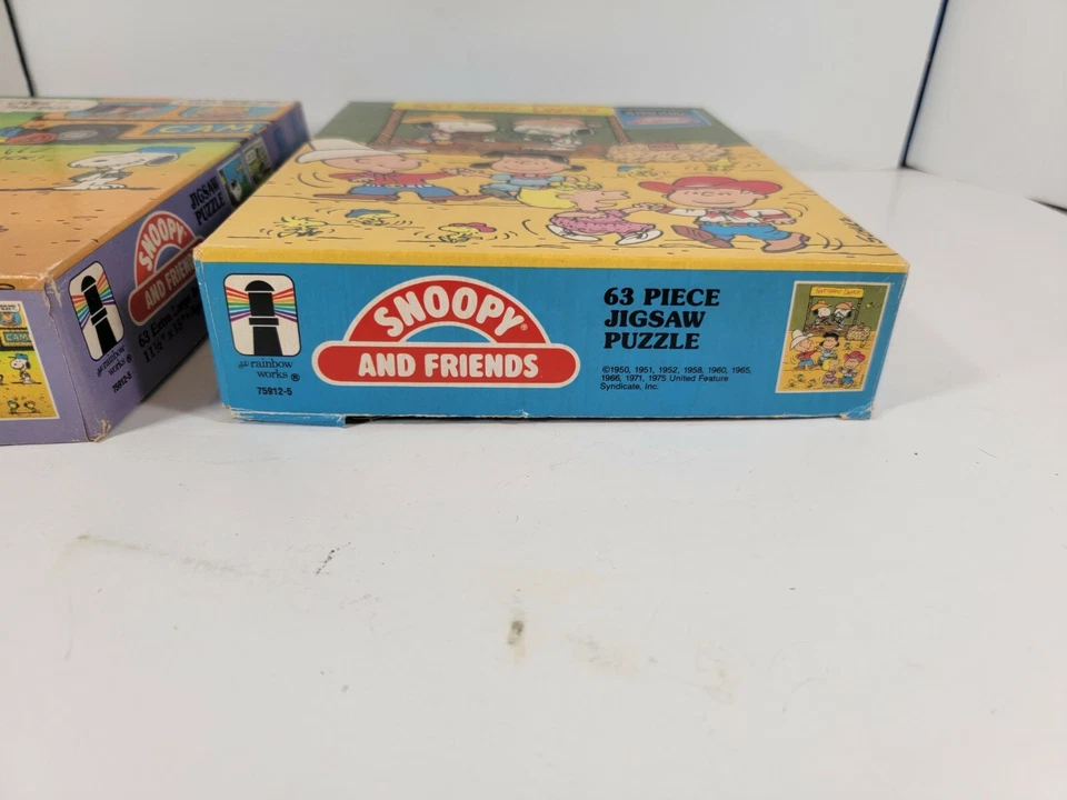Lote de 2 rompecabezas Snoopy and Friends vintage 63 piezas artesanía completa decoración colgante Foto 3 de 4