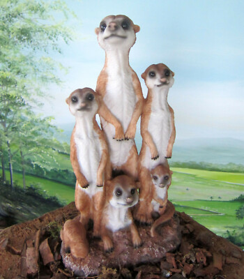 6er Erdmännchen Familie 38cm Figur Deko Skulptur Garten wetterfest eBay