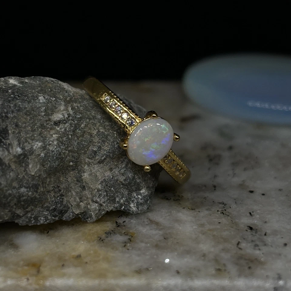 Simplistic Custom Design Australian Lambina Royalty Opal Ring - Image 2 of 4