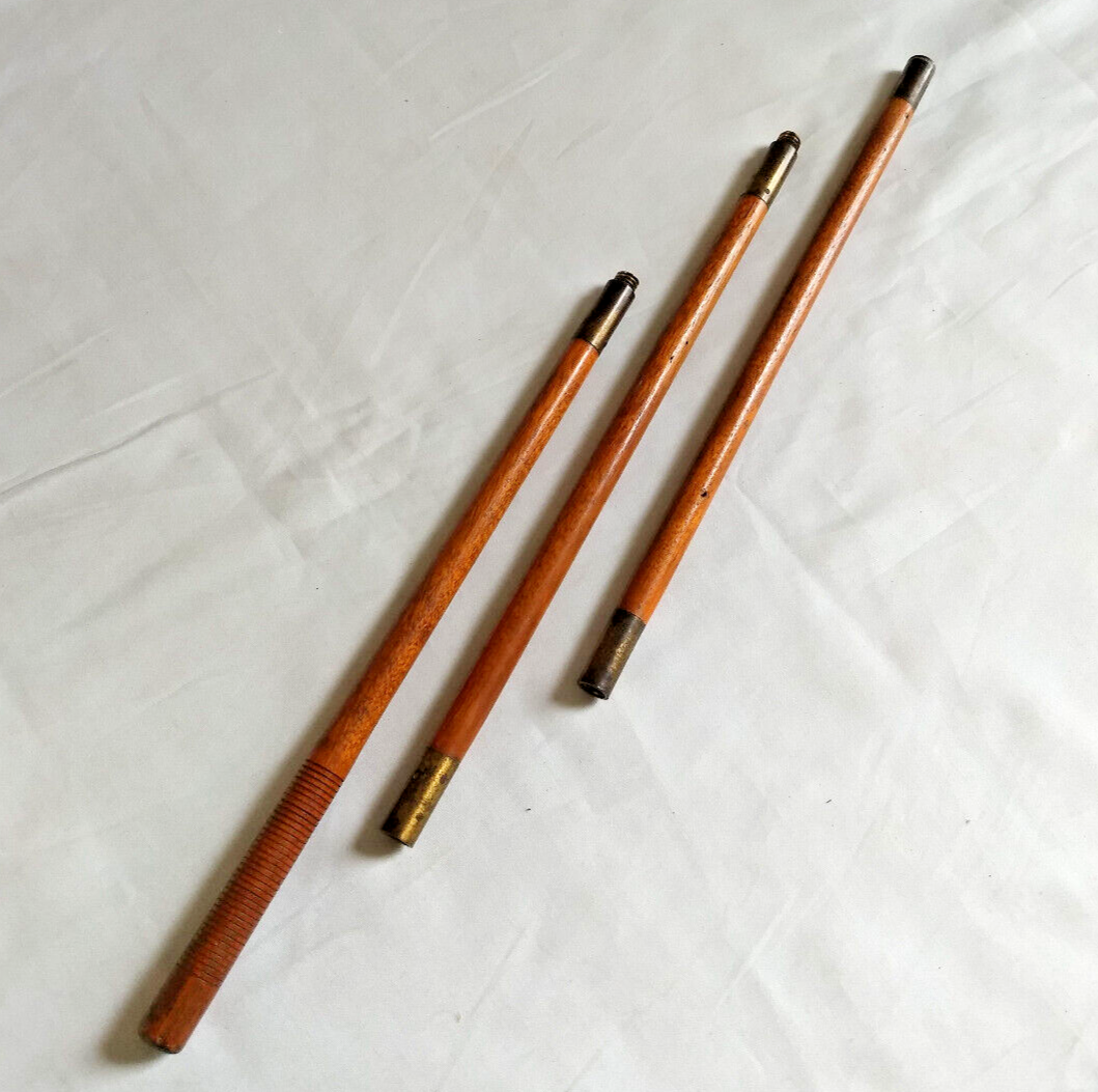 Vintage original 3part wooden 3 ft Snooker Cue, brass fittings