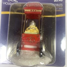 Holiday Time 2004 Village Collectible Red Popcorn Machine Cart Figurine 3.5"