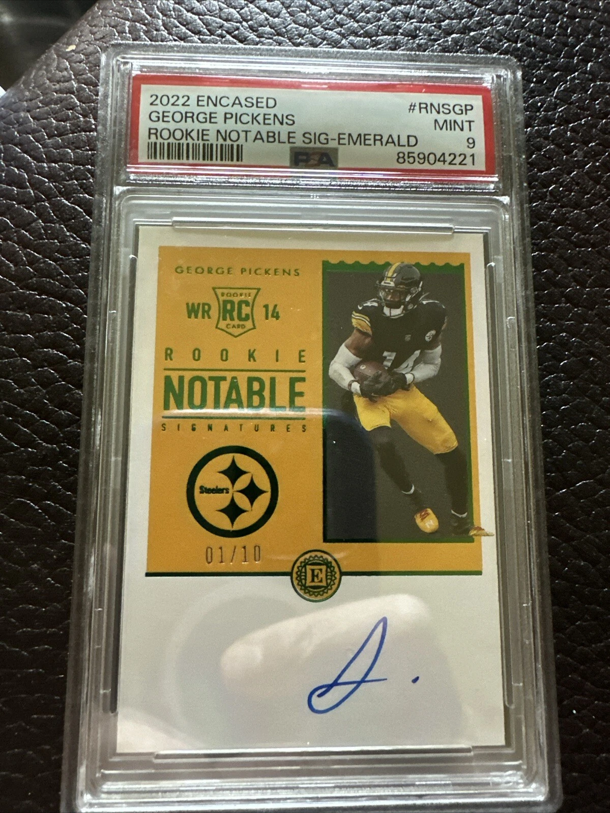 George Pickens Panini Encased Rookie Notable Signatures #RNSGP Emerald