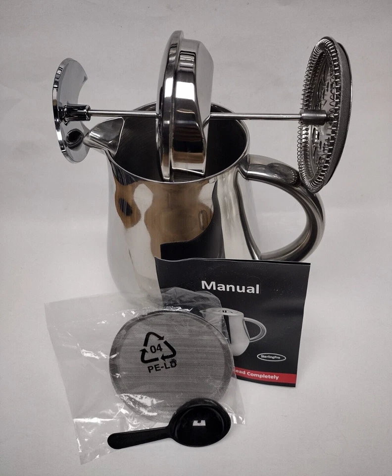 SterlingPro Cafetera Prensa Francesa Doble Pared Acero Inoxidable 8 Tazas Foto 2 de 4