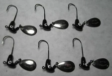 6 BLAKEMORE ROAD RUNNER BLACK SPINNER JIG HEADS/FISHING LURES 1/8oz CRAPPIE/BASS