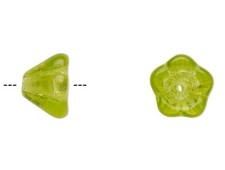Bead, 1 Std 80 Czech Glass Transparent Olivine 8.5x6.5mm Cone Bell Flower Beads