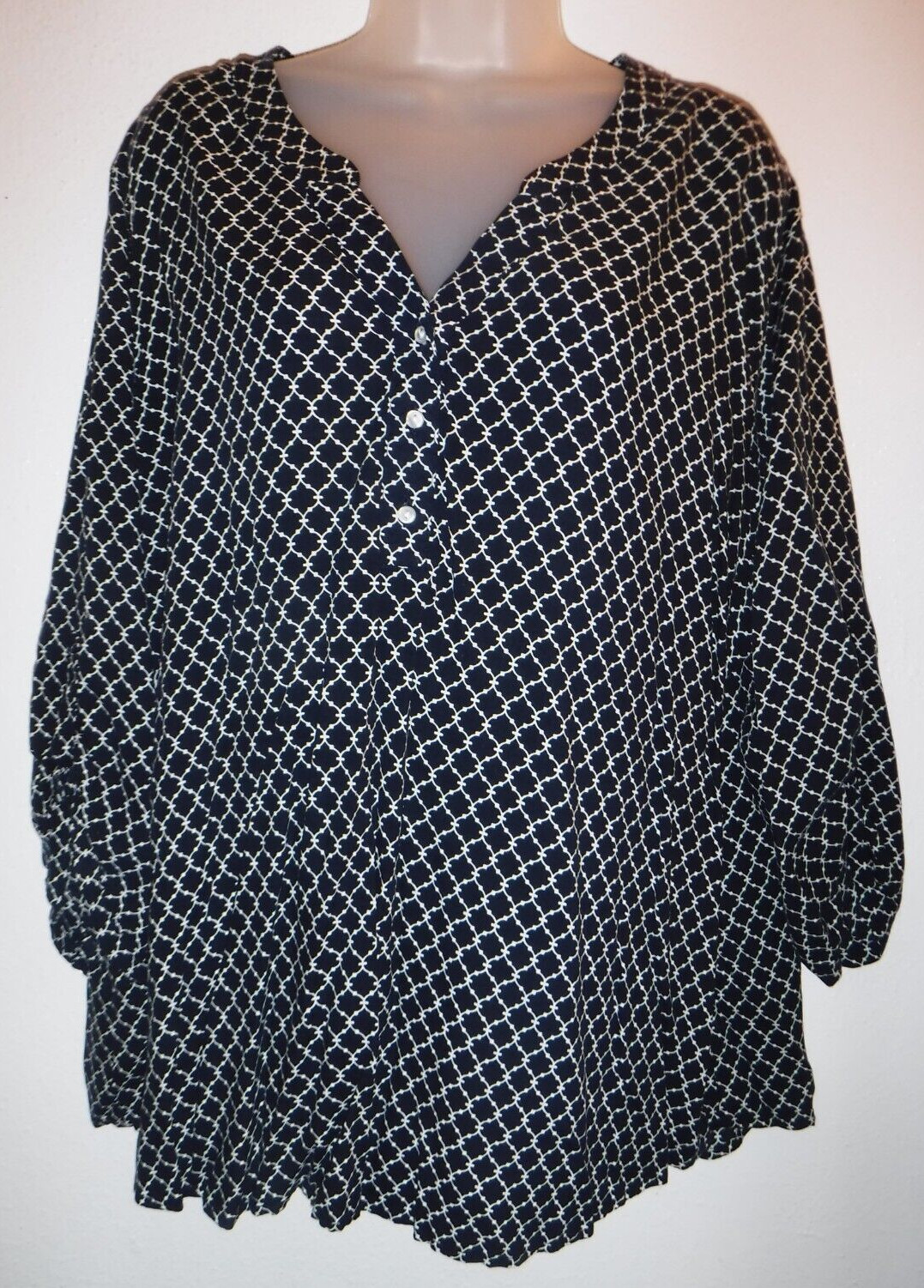 Basic Editions 3X navy print adjustable sleeve li… - image 1