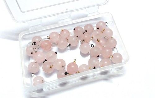 25 Pcs Natural Rose Quartz Round 6mm Smooth Loose Beads Silver Wire Wrapped - Picture 2 of 5