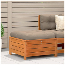Garden sofa solid pine wood 69x62x70.5cm brown taupe with beige cushion armrests