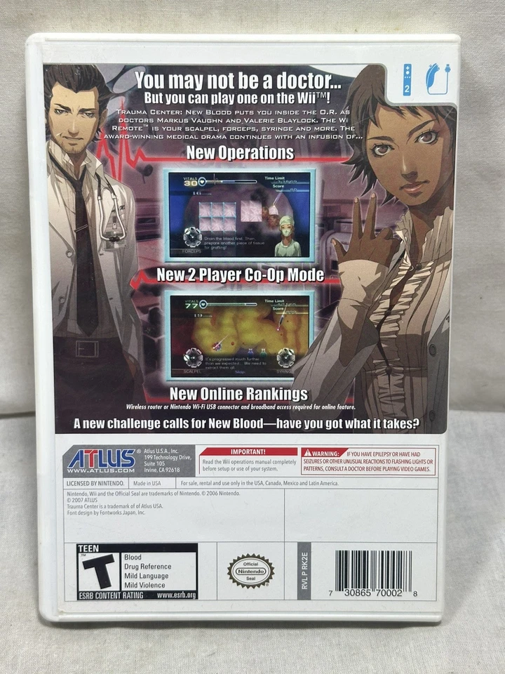 Trauma Center: New Blood (Nintendo Wii, 2007) Complete and Tested - Image 3 of 4