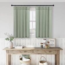 Pinch Pleated Cafe Curtains 24 Inches Long 2 30"W x 24"L (Pack of 2) Sage Green
