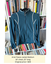 Ariat Women's Fleece Blue Zip Up Jacket Logo On Sleeve - Medium