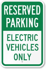 Reserved Parking Electric Vehicles Only Aluminum Sign Wall Decor