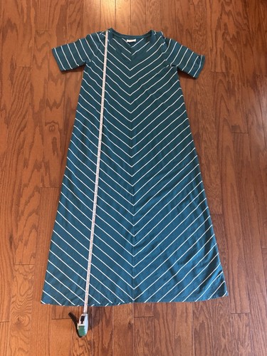 J Jill Stripe Chevron Green V Neck T-Shirt A-Line Maxi Dress Size S Short Sleeve - Picture 9 of 9