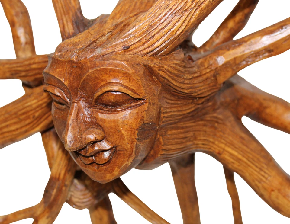 Маска ручной работы Madusa Teak Tree Spirit SUN GODDESS Face Carfted Teak Root Tiki - Изображение 4 из 4