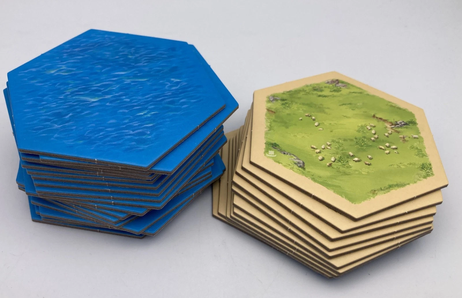 SEAFARERS CATAN Board Game Replacement Parts/Pieces HEX LAND & SEA Full Set 30