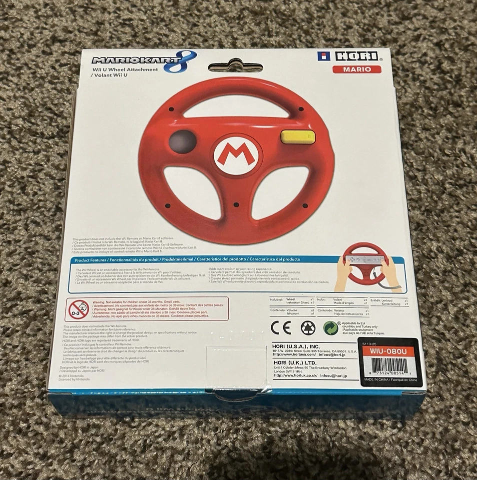 HORI Mario Kart 8 Racing Wheel Red Mario Nintendo Wii U & Wii NEW IN BOX SEALED - Image 2 of 3