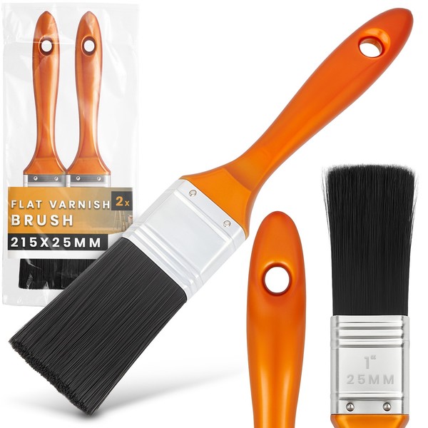 2X Lackpinsel 25 Mm Flachpinsel Lackierpinsel Malerpinsel Lasurpinsel Farbpinsel-image
