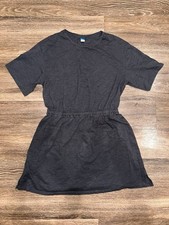 Old Navy Cotton Knit T-Shirt Dress Black L Crew Neck Short Sleeve Elastic Waist