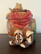 Vintage Country Western Cowboy Hat & Boots Theme Cookie Jar