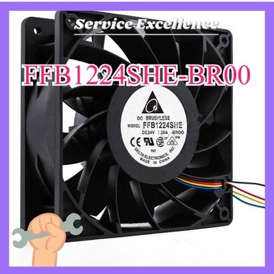 One Delta FFB1224SHE-BROO Cooling Fan 120x120x38mm DC 24V 1.20A 4-Pin