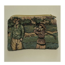 Vintage 90s Holdings Fine Accessories Inc. Tapestry Coin Purse Golf Scene