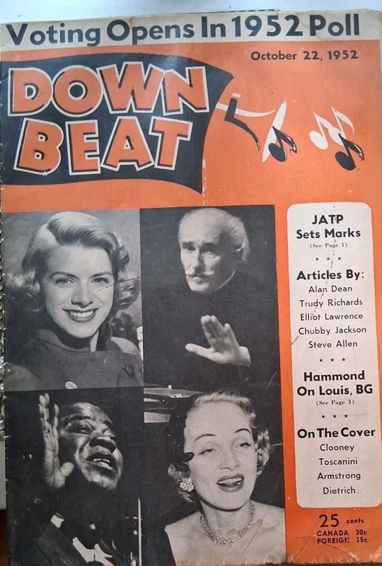 2 Vintage October 22/Nov 19 1952 Down Beat Music Magazine 