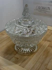 Vintage Anchor Hocking lead crystal Footed Candy Dish with Lid 7  1/2" Tall