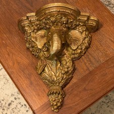 Vintage Gold Elephant Wall Shelf Hollywood Re...
