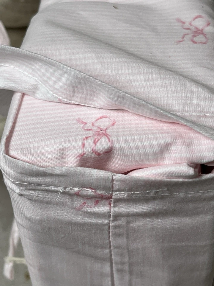 Juego de sábanas Laura Ashley Queen rosa lazos y rayas 4~ piezas muy lindo y divertido nuevo con etiquetas Foto 3 de 4