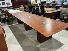 13’ x 4’ Conference Table in Cherry Wood Finish by Bernhardt Design