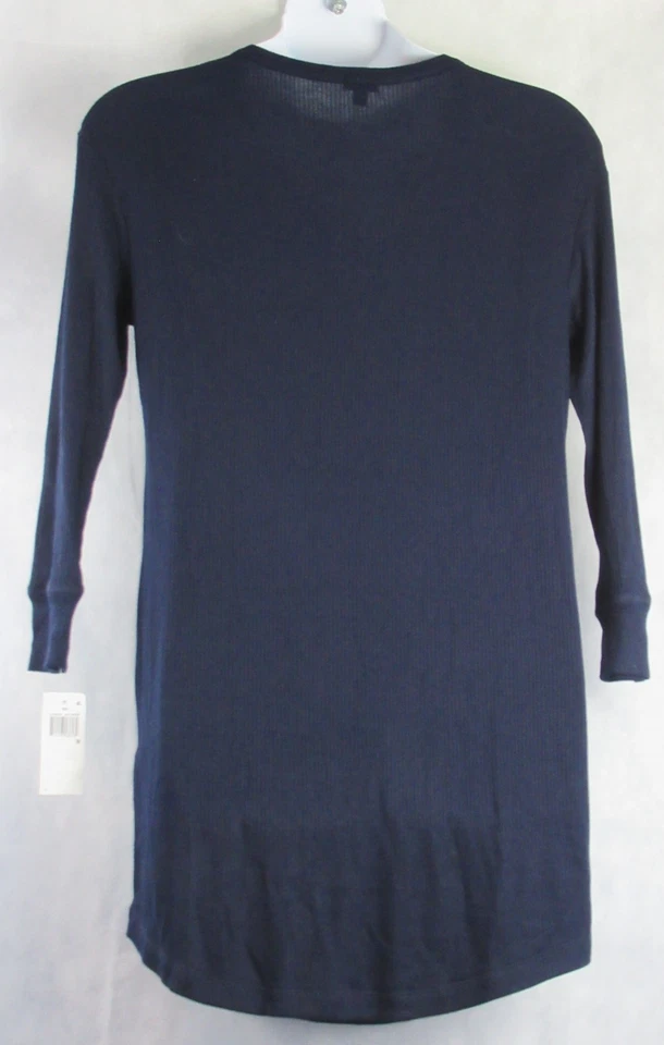 Camisa para dormir tejida de manga larga Henley Dorm Gap Body para mujer, azul marino, mediana Foto 2 de 4