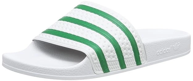 Mens Adidas ADILETTE S78678 Slides Sandals White Green Beach Flip Flops Slippers