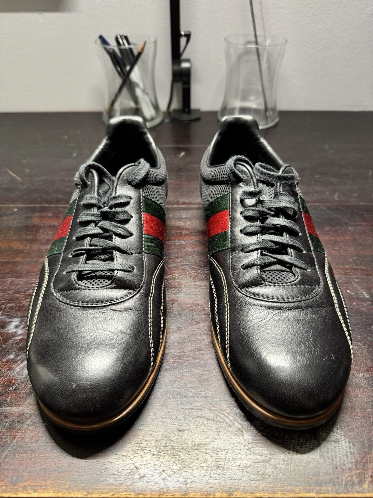 Baskets basses Gucci cuir noir homme taille 8 vintage