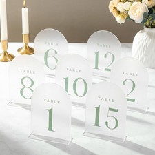Numbers 120 Gold Frosted Arch Acrylic Wedding Table Sign Stands 5x7 Inch