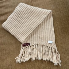 Ermenegildo Zegna 100 Alpaca Knit Scarf Cream Oatmeal Fringe Orsini Italian