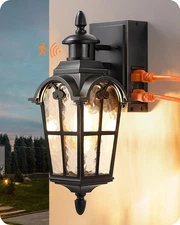 Motion Sensor Outdoor Lights, Porch Light with GFCI Outlet, Exterior Lighting...
