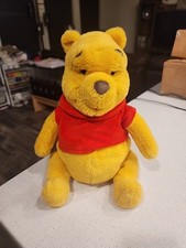 Disney Parks Vintage Winnie The Pooh Red Sweater 15" Plush Stuffed Animal Bear