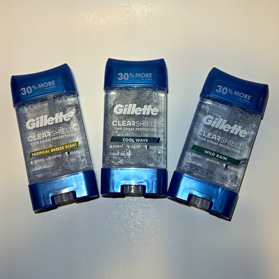 Gillette ClearShield Men s Antiperspirant Gel 72HR, Cool Wave, 3-Pack 3.8 oz