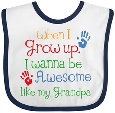 Inktastic Awesome Like My Grandpa Baby Bib Grandfather Grandkids Handprints Cute