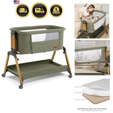 Baby Bassinet 3 in 1 Rocking Bedside Sleeper Portable Crib with Mattress
