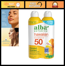 Hawaiian Coconut Sunscreen Spray SPF 50, Water Resistant  Biodegradable, 2 Pack