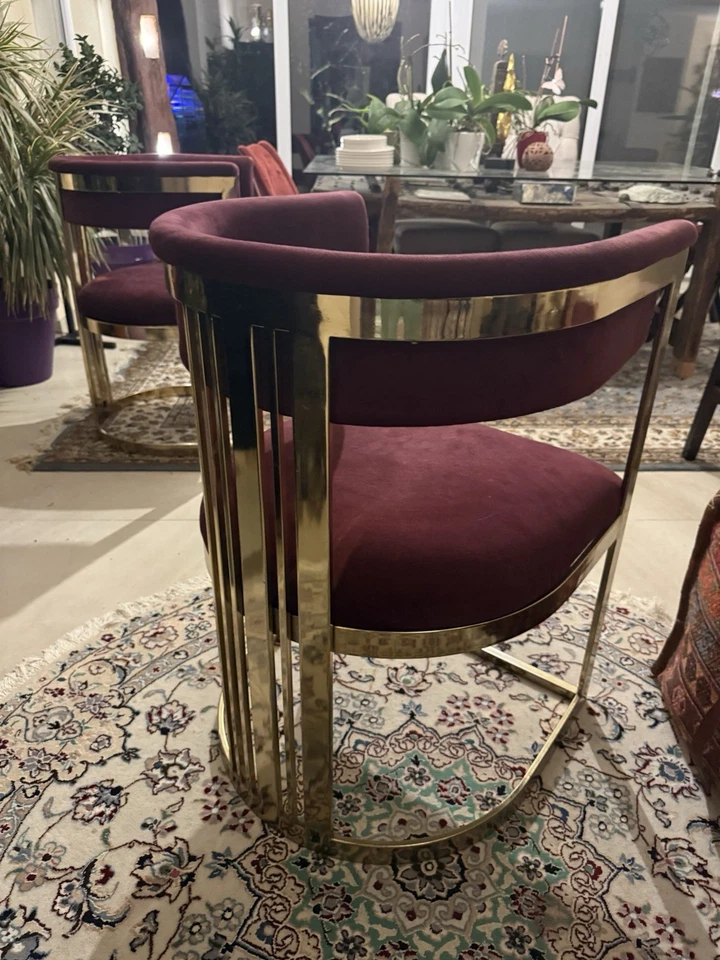 4 X Gold/ Samt Stühle - Bild 4 von 4