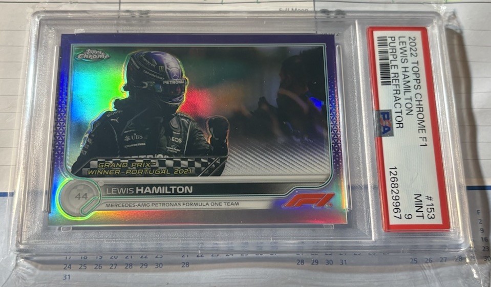 LEWIS HAMILTON 2022 Topps Chrome F1 PURPLE REF. #153 &/399 PSA 9 Mint▫️⚫️🟣⭐️⭐️