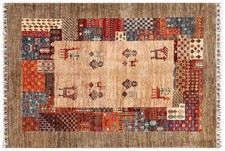 Tapis Afghan Ziegler Khorjin Ariana 100x150 Fait Main Marron Bordure