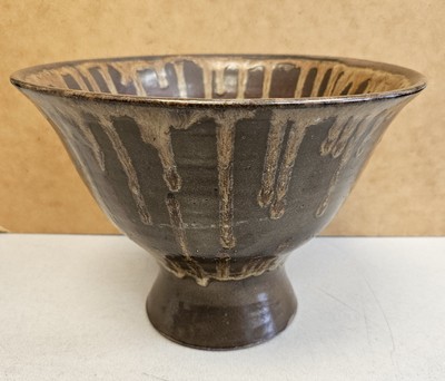 Vintage 1960s MCM Brown Drip Glaze Studio ART Pottery Bowl