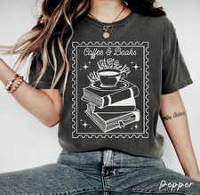 Comfort Tee Coffee Books Shirt Soft Reading Book Lover Gift
